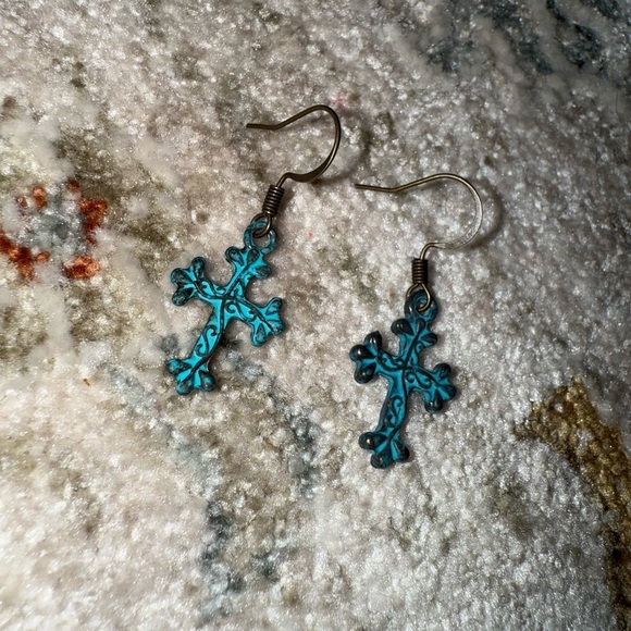 Jewelry - Turquoise Cross Earrings